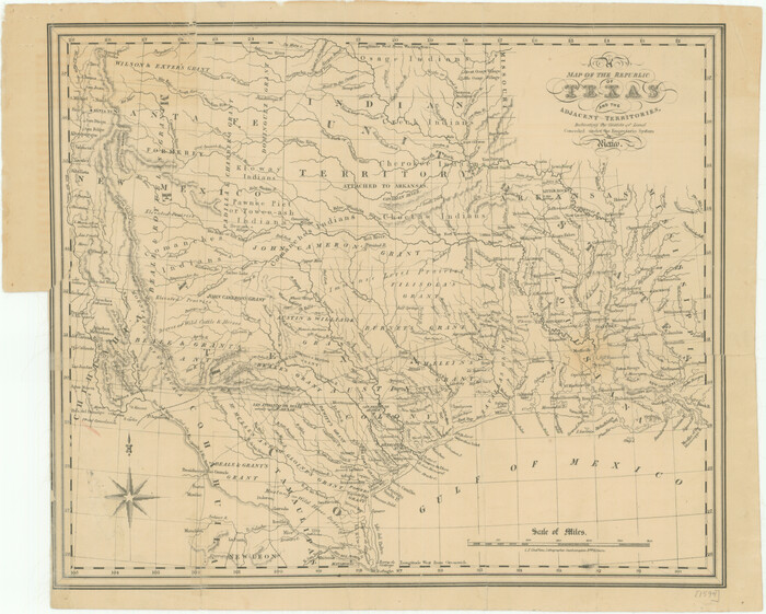 76244, Map of the Republic of Texas and the Adjacent Territories, Indicating the Grants of Land Conceded under the Empresario System of Mexico, Texas State Library and Archives