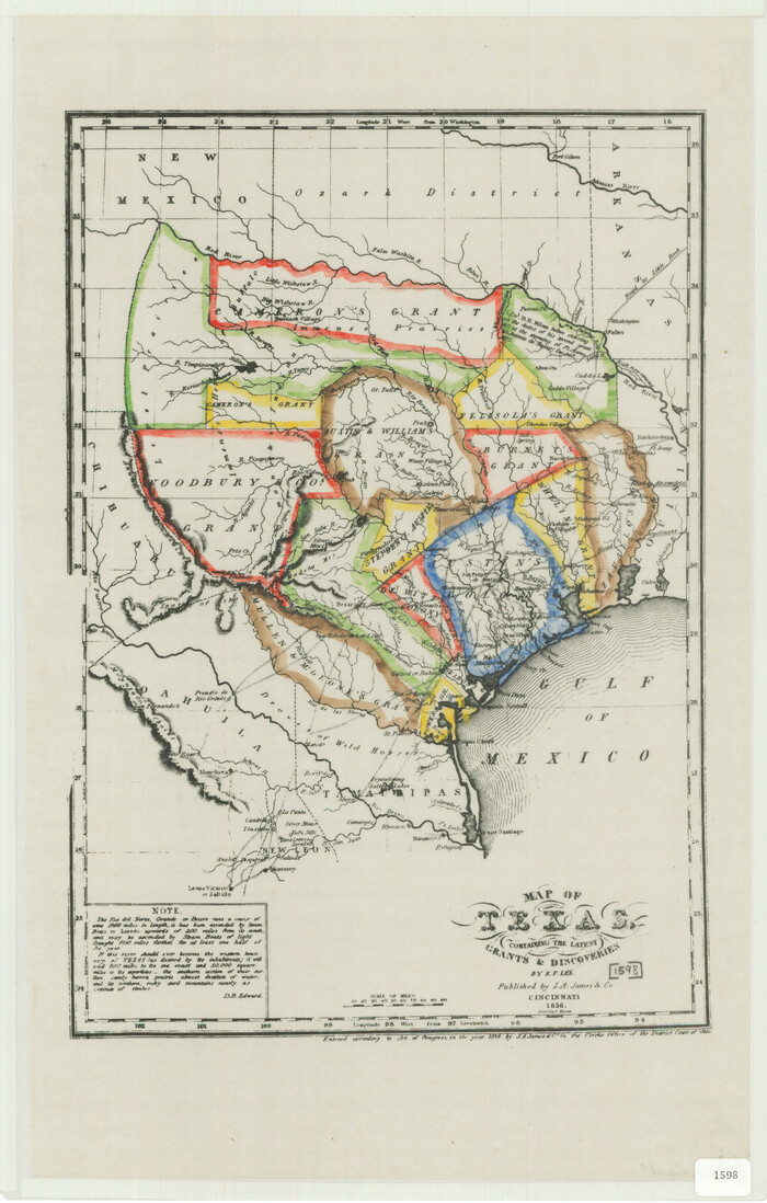 76245, Map of Texas Containing the Latest Grants and Discoveries, Texas State Library and Archives
