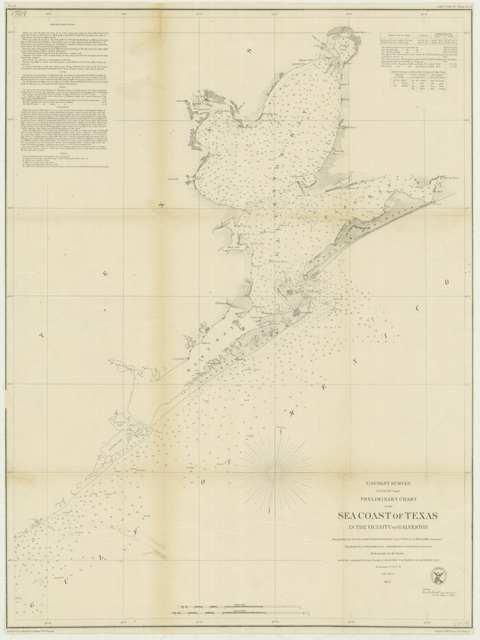 76256, Preliminary Chart of the Sea Coast of Texas in the Vicinity of Galveston, Texas State Library and Archives