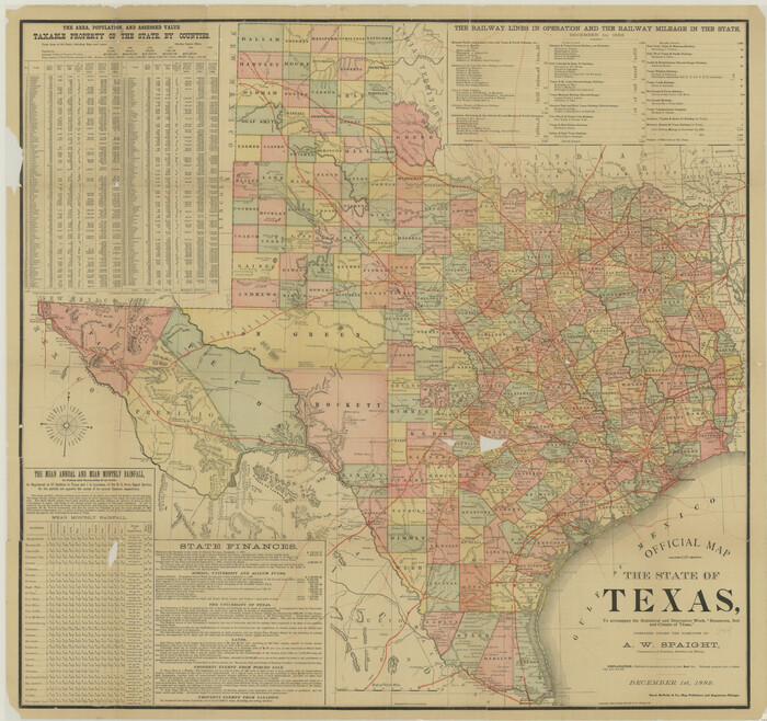 76257, Official Map of the State of Texas to accompany the Statistical and Descriptive Work, "Resources, Soil and Climate of Texas", Texas State Library and Archives
