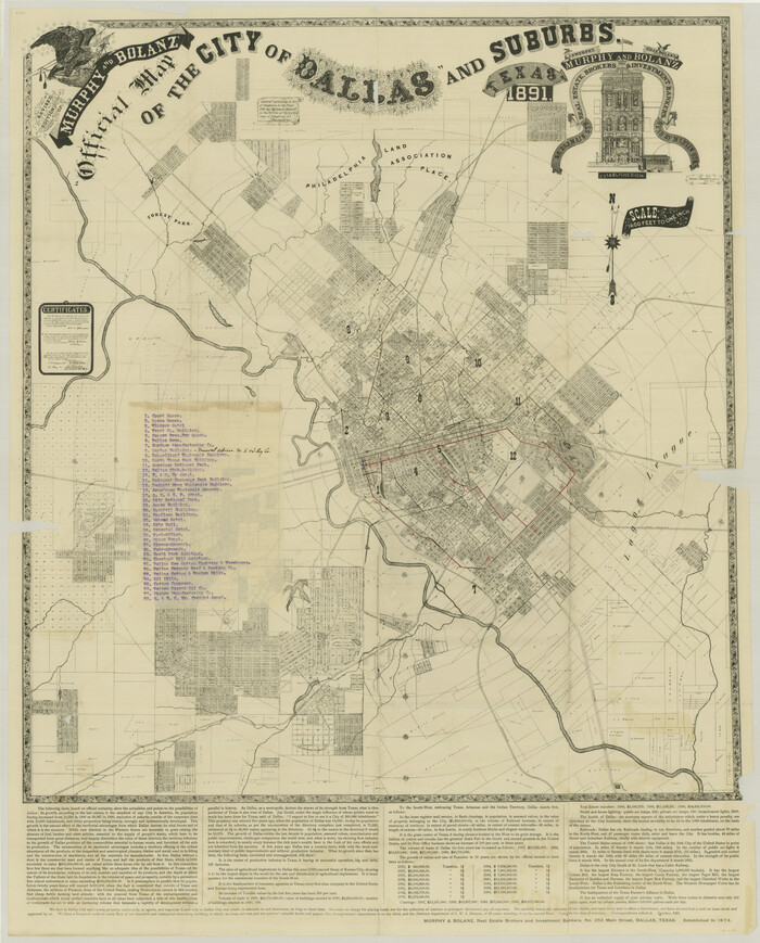 76274, Revised Edition of Murphy and Bolanz Official Map of the City of Dallas and Suburbs, Texas State Library and Archives