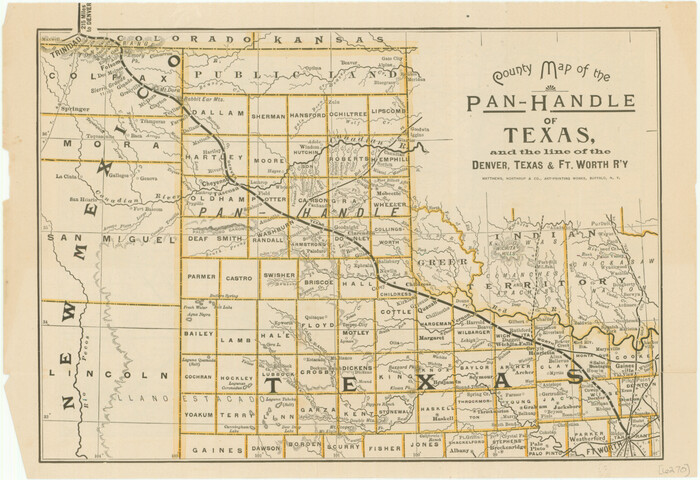 76296, County Map of the Pan-Handle of Texas, and the line of the Denver, Texas and Ft. Worth R'y, Texas State Library and Archives
