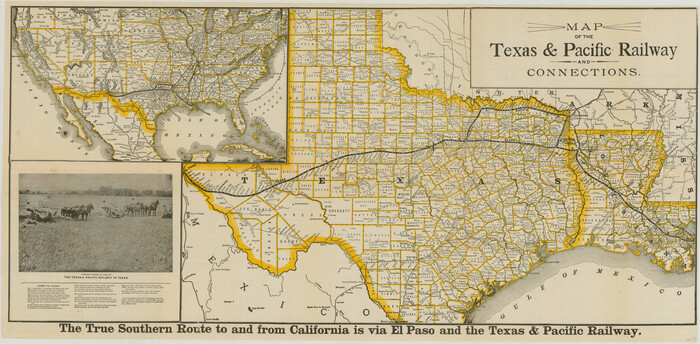 76298, Map of the Texas and Pacific Railway and Connections, Texas State Library and Archives