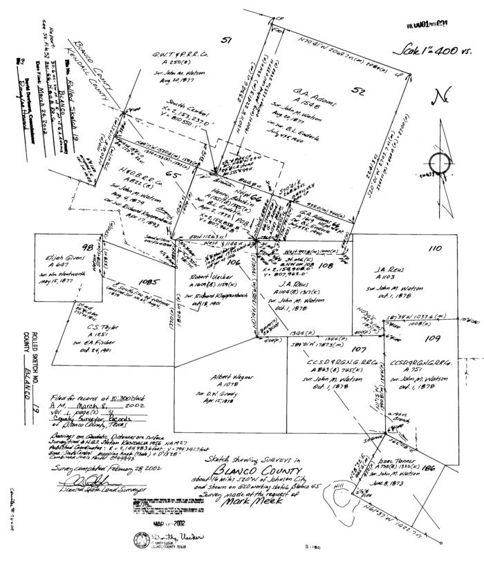 76409, Blanco County Rolled Sketch 19, General Map Collection