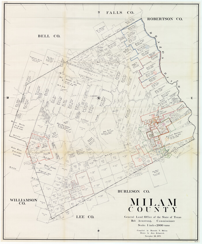 76642, Milam County Working Sketch Graphic Index, General Map Collection