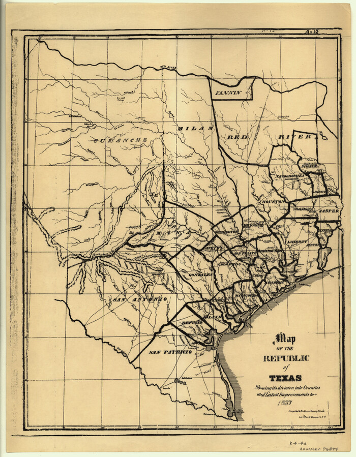 76874, Map of the Republic of Texas showing its division into counties and latest improvements too, General Map Collection