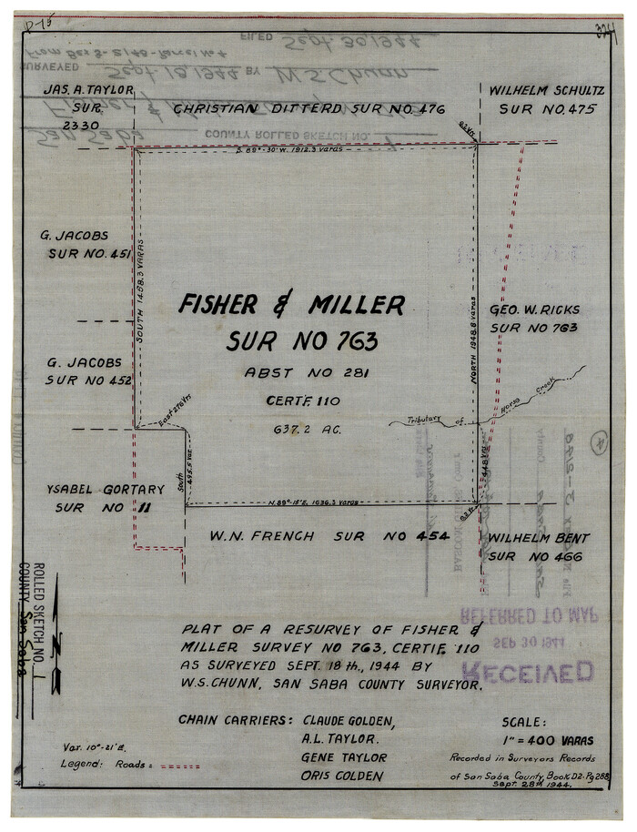 7742, San Saba County Rolled Sketch 1, General Map Collection
