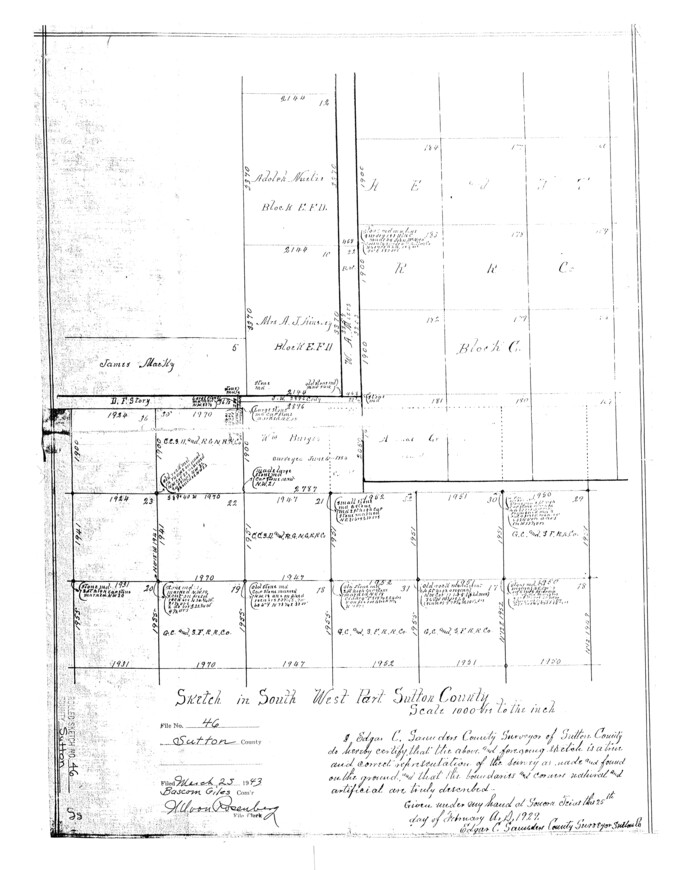 7887, Sutton County Rolled Sketch 46, General Map Collection