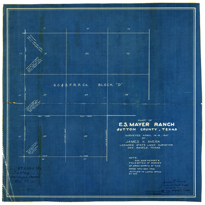 7890, Sutton County Rolled Sketch 49, General Map Collection
