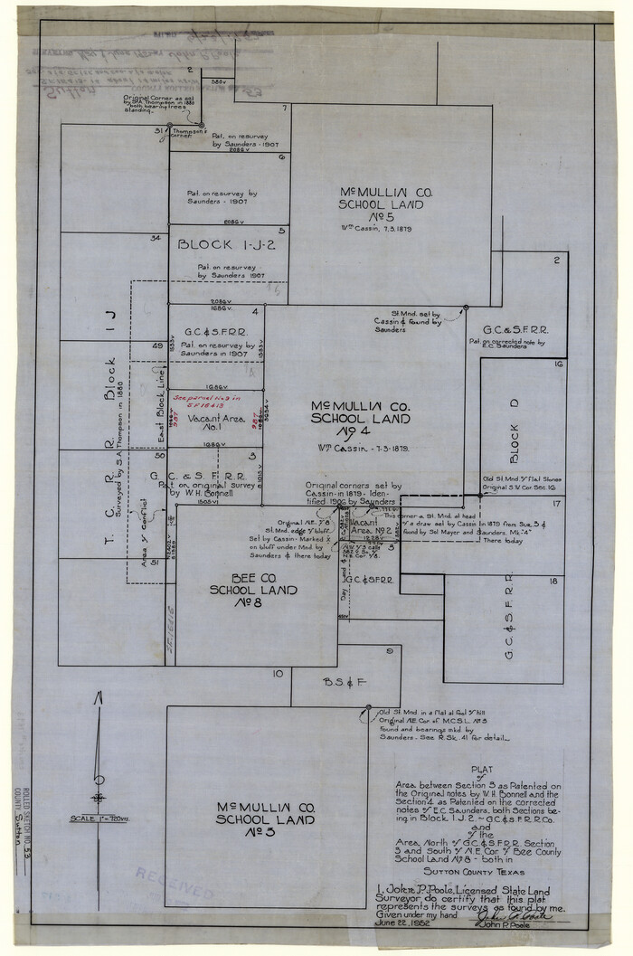 7893, Sutton County Rolled Sketch 53, General Map Collection