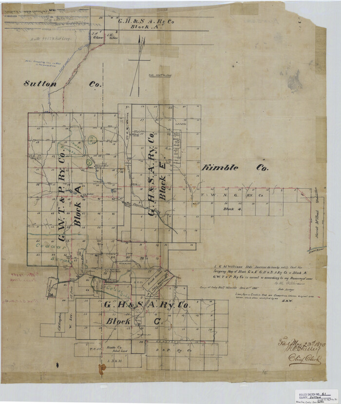 7898, Sutton County Rolled Sketch 61, General Map Collection