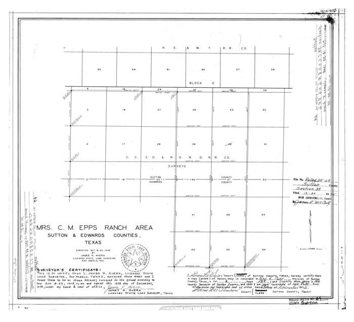7899, Sutton County Rolled Sketch 64, General Map Collection