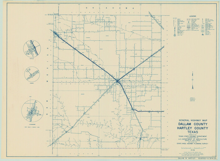 79065, General Highway Map, Dallam County, Hartley County, Texas, Texas State Library and Archives