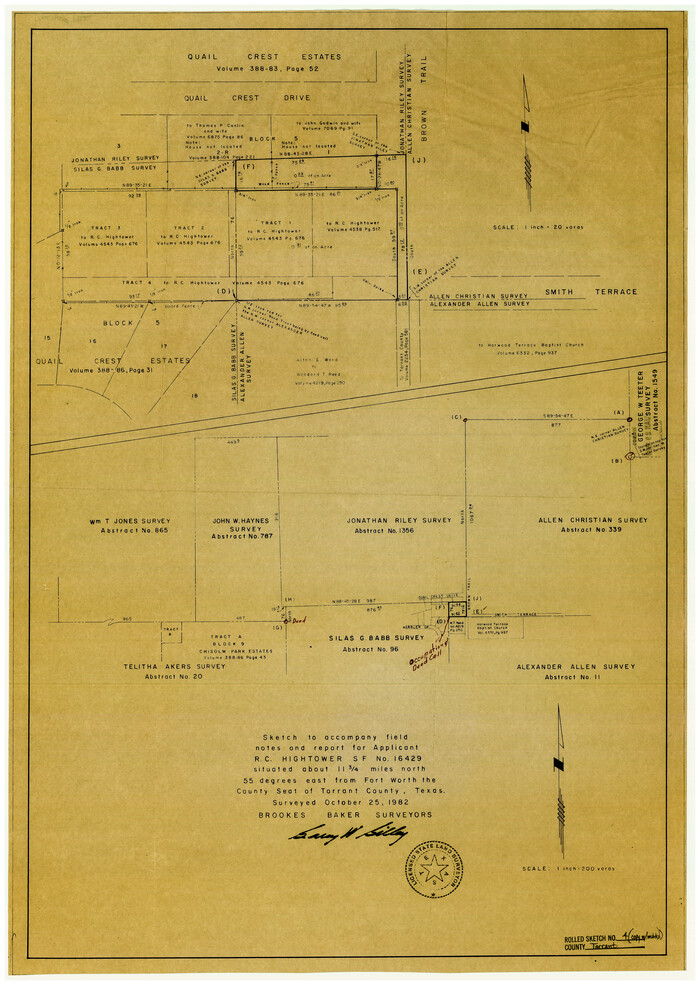 7912, Tarrant County Rolled Sketch 4, General Map Collection