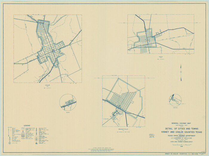 79163, General Highway Map.  Detail of Cities and Towns in Kinney County, Uvalde County [Uvalde and vicinity, Sabinal, and      
Brackettville and vicinity], Texas State Library and Archives