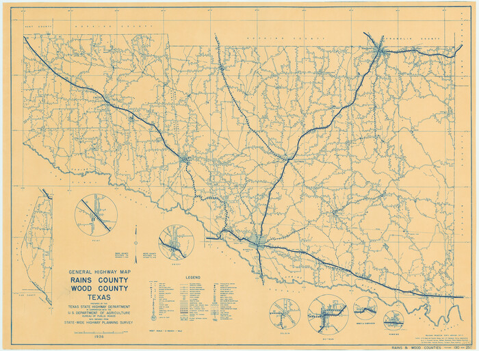 79223, General Highway Map, Rains County, Wood County, Texas, Texas State Library and Archives