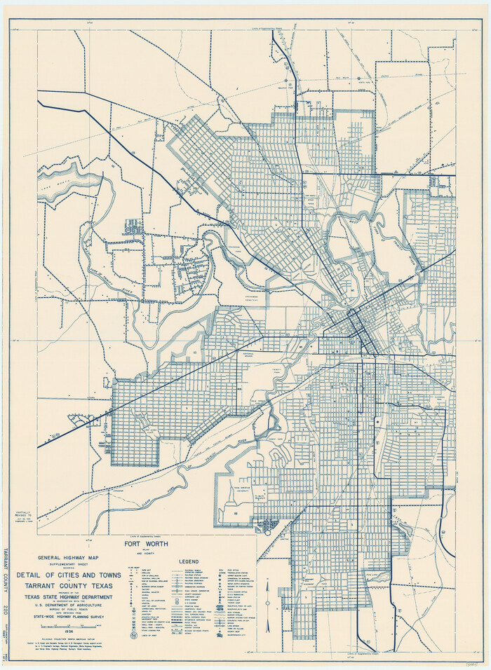 79252, General Highway Map.  Detail of Cities and Towns in Tarrant County, Texas [Fort Worth and vicinity], Texas State Library and Archives
