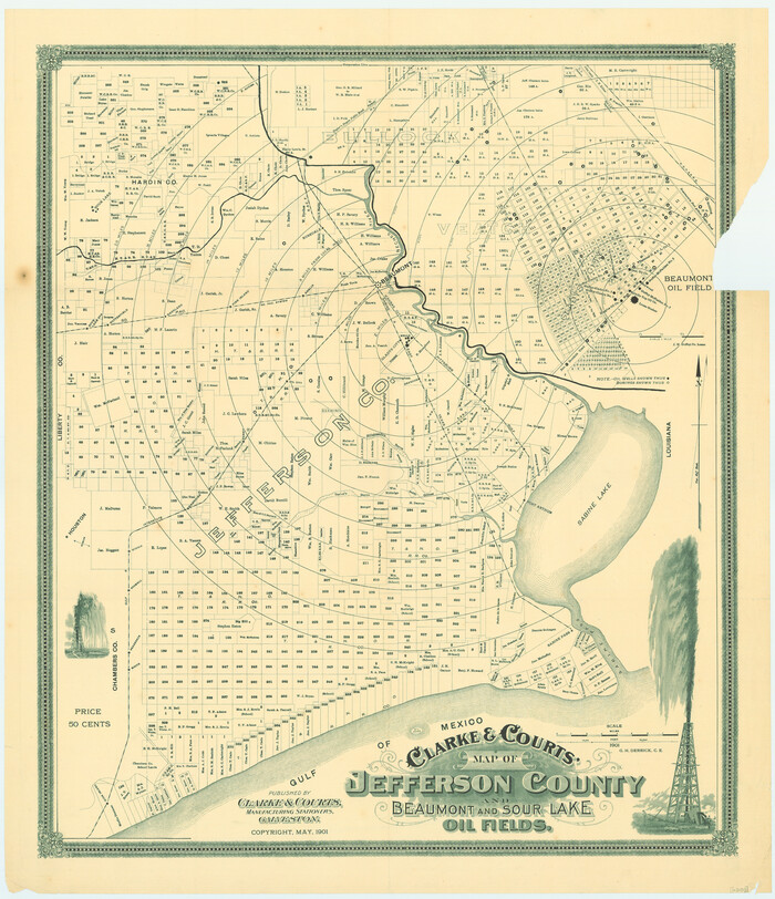 79289, Clarke and Courts' Map of Jefferson County and Beaumont and Sour Lake Oil Fields, Texas State Library and Archives