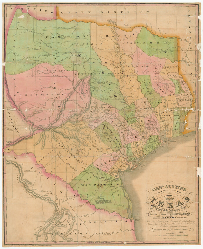 79293, Genl Austins Map of Texas with parts of the adjoining States, Texas State Library and Archives