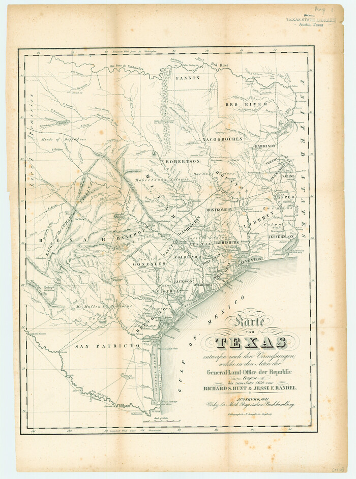 79311, Karte von Texas entworfen nach den Vermessungen, welche in den Acten der General-Land-Office der Republic liegen bis zum Jahr 1839 von Richard S. Hunt & Jesse F. Randel, Texas State Library and Archives