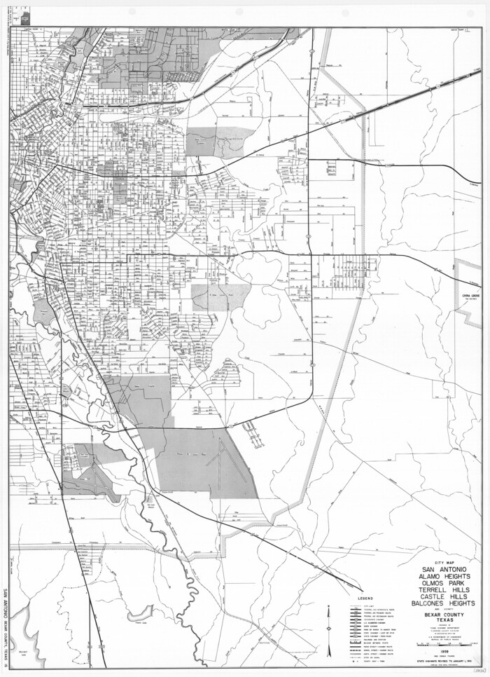 79372, General Highway Map.  Detail of Cities and Towns in Bexar County, Texas.  City Map of San Antonio, Alamo Heights, Olmos Park, Terrell Hills, Castle Hills, Balcones Heights, and vicinity, Bexar County, Texas, Texas State Library and Archives