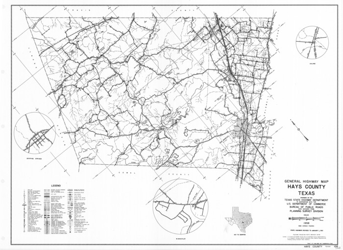 79513, General Highway Map, Hays County, Texas, Texas State Library and Archives
