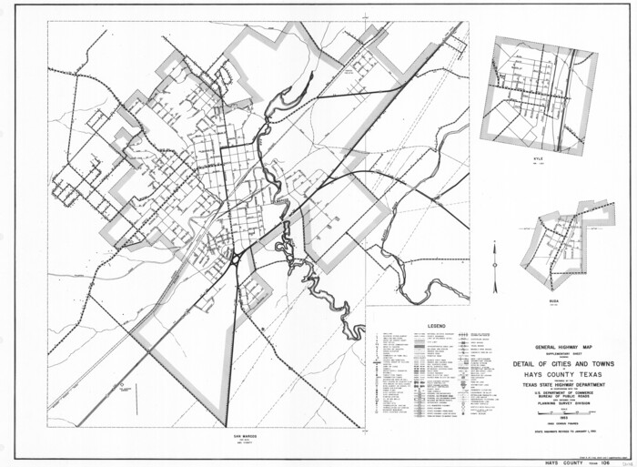 79514, General Highway Map.  Detail of Cities and Towns in Hays County, Texas   [San Marcos and vicinity], Texas State Library and Archives