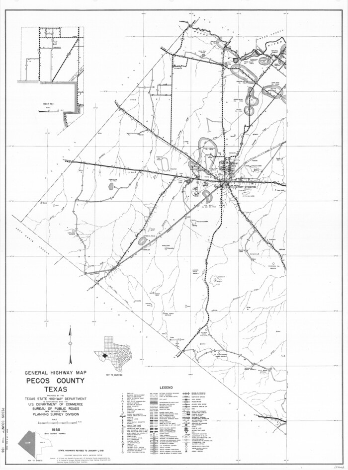 79627, General Highway Map, Pecos County, Texas, Texas State Library and Archives