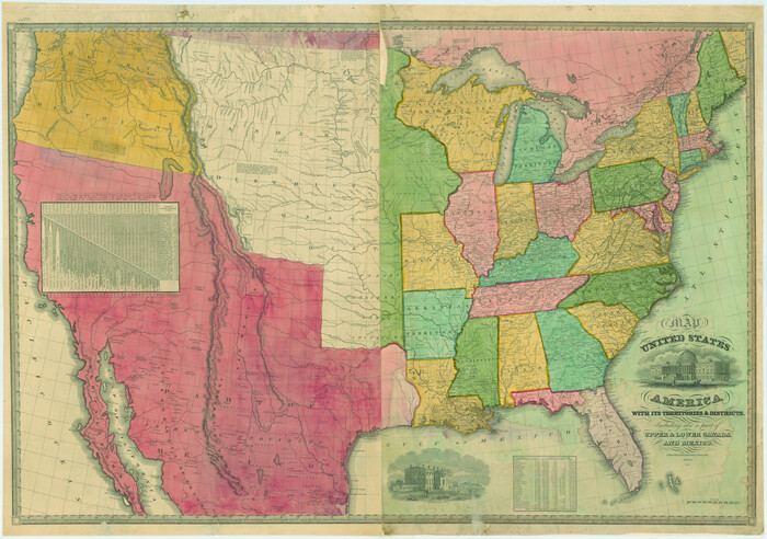 79728, Map of the United States of America with its territories and districts including also a part of upper and lower Canada and Mexico, Texas State Library and Archives