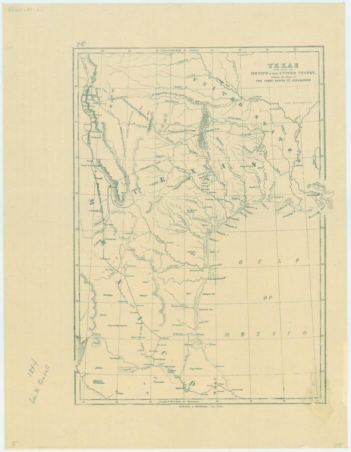 79730, Texas and part of Mexico and the United States showing the Route of the First Santa Fe Expedition, Texas State Library and Archives