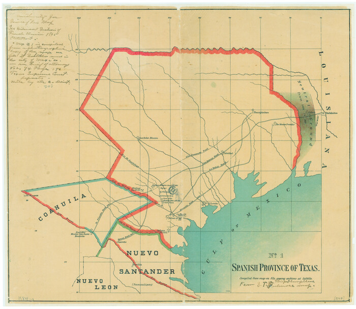 79742, Spanish Province of Texas Compiled from map on file among archives at Saltillo, Texas State Library and Archives