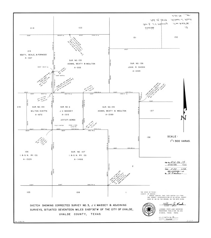 8099, Uvalde County Rolled Sketch 15, General Map Collection