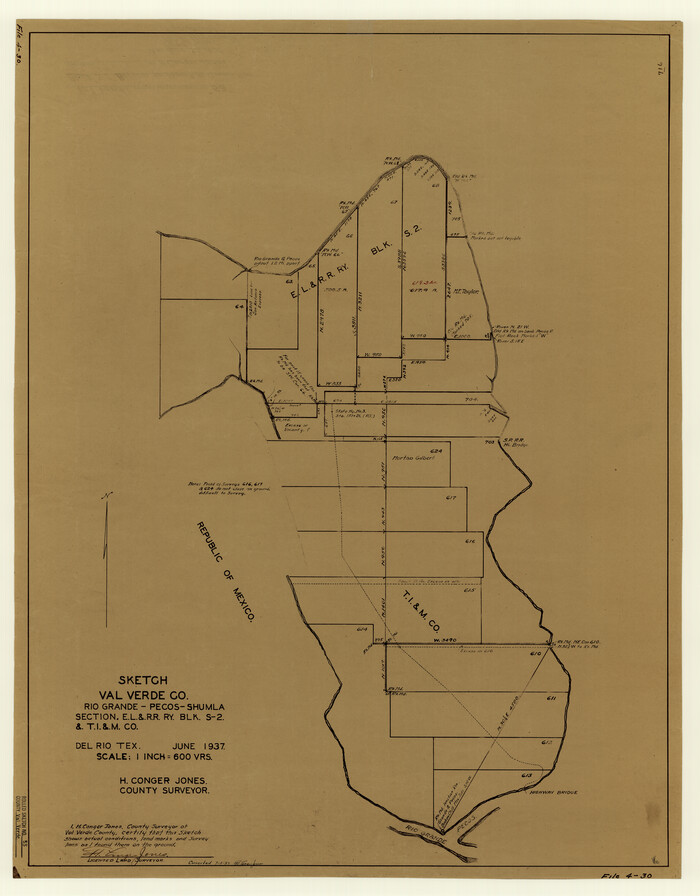 8122, Val Verde County Rolled Sketch 53, General Map Collection