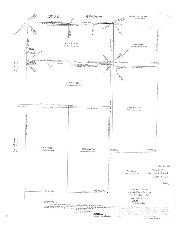 8147, Van Zandt County Rolled Sketch 7, General Map Collection