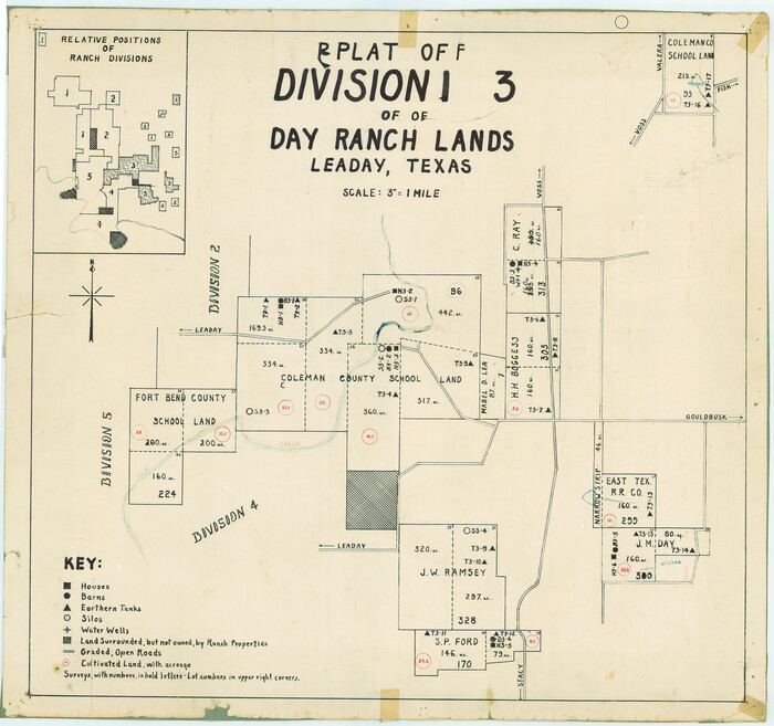 81514, Plat of Division 3 of Day Ranch Lands, Leaday, Texas, General Map Collection
