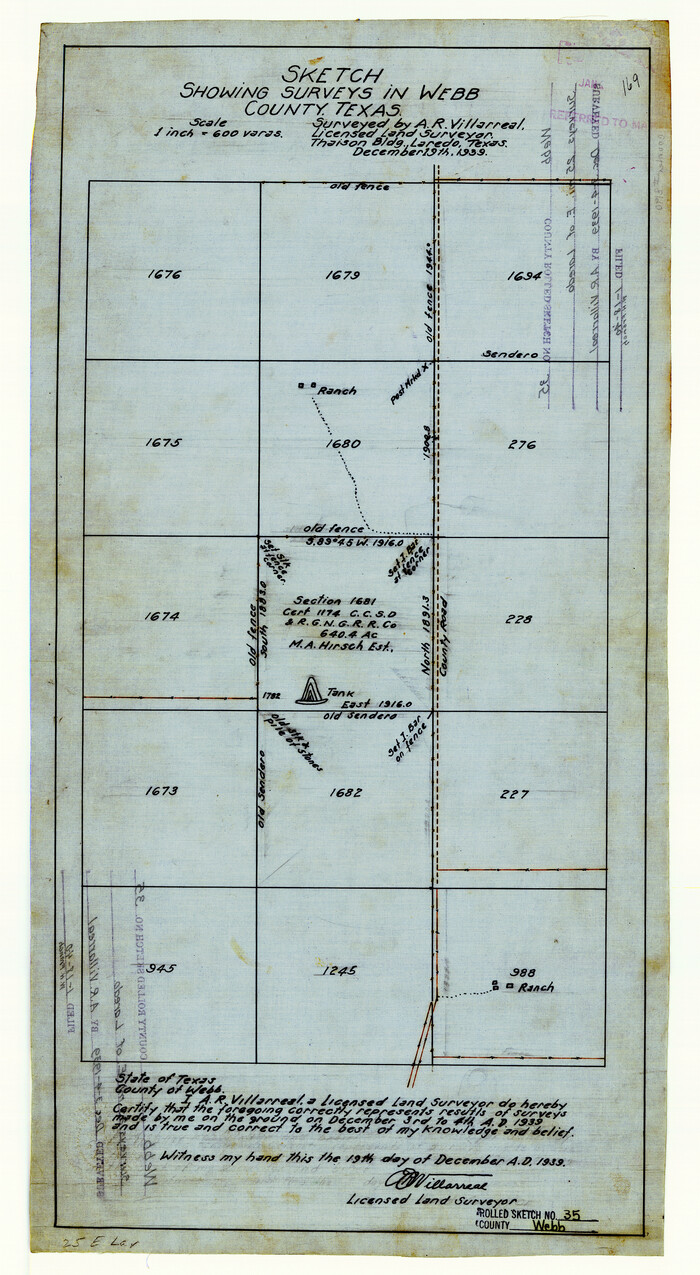 8190, Webb County Rolled Sketch 35, General Map Collection