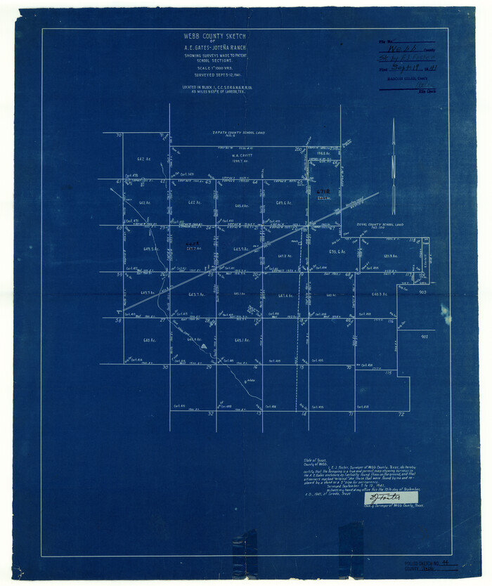 8199, Webb County Rolled Sketch 44, General Map Collection