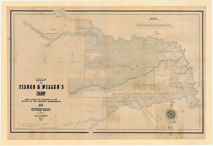 82026, Map of Fisher and Miller's Colony made from the records in the Office of the District Surveyor of Bexar comprising also all the recent surveys, General Map Collection
