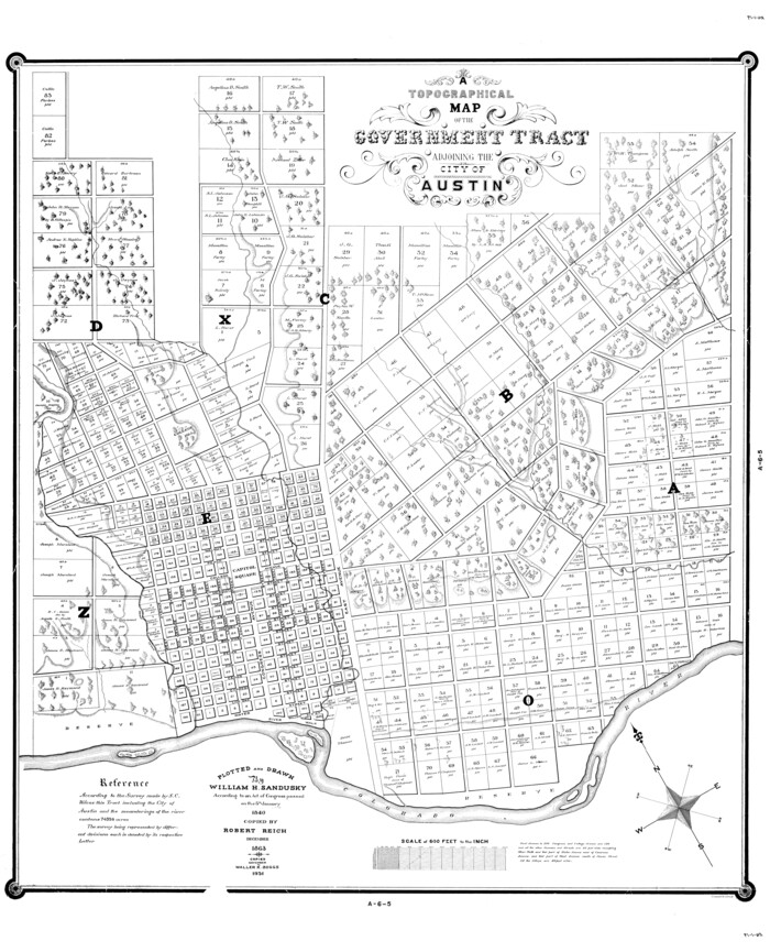 82031, A Topographical Map of The Government Tract Adjoining the City of Austin, General Map Collection