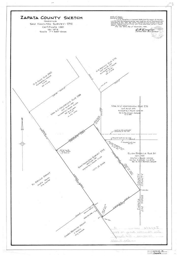8316, Zapata County Rolled Sketch 19, General Map Collection