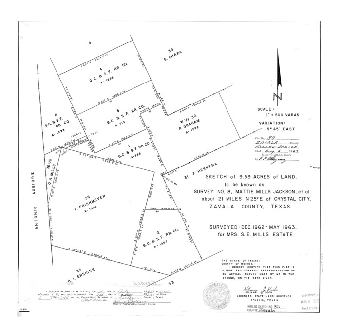 8331, Zavala County Rolled Sketch 30, General Map Collection