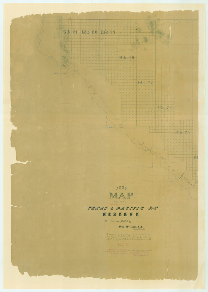 83559, 1882 Map of the Texas & Pacific R-Y Reserve, General Map Collection