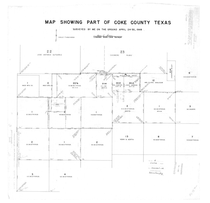 8625, Coke County Rolled Sketch 6, General Map Collection
