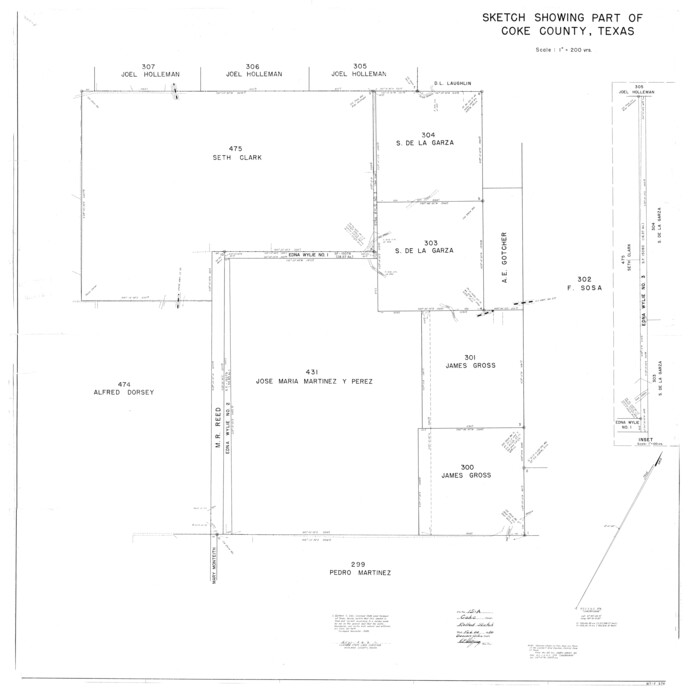 8629, Coke County Rolled Sketch 15A, General Map Collection