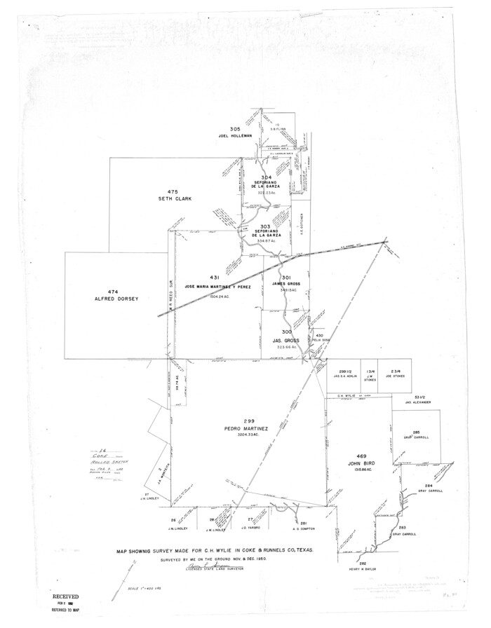 8630, Coke County Rolled Sketch 16, General Map Collection