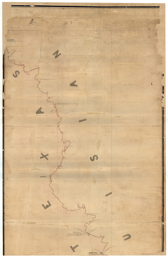 87150, Map of the River Sabine from its mouth on the Gulf of Mexico in the Sea to Logan's Ferry in Latitude 31°58'24" North, General Map Collection