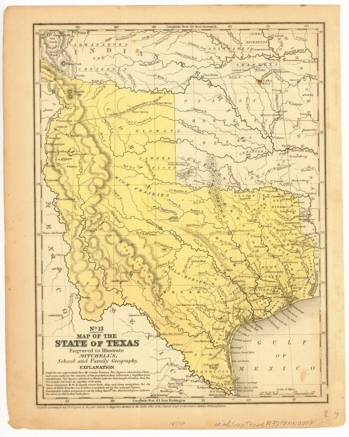 87902, Map of the State of Texas Engraved to Illustrate Mitchell's School and Family Geography, Non-GLO Digital Images
