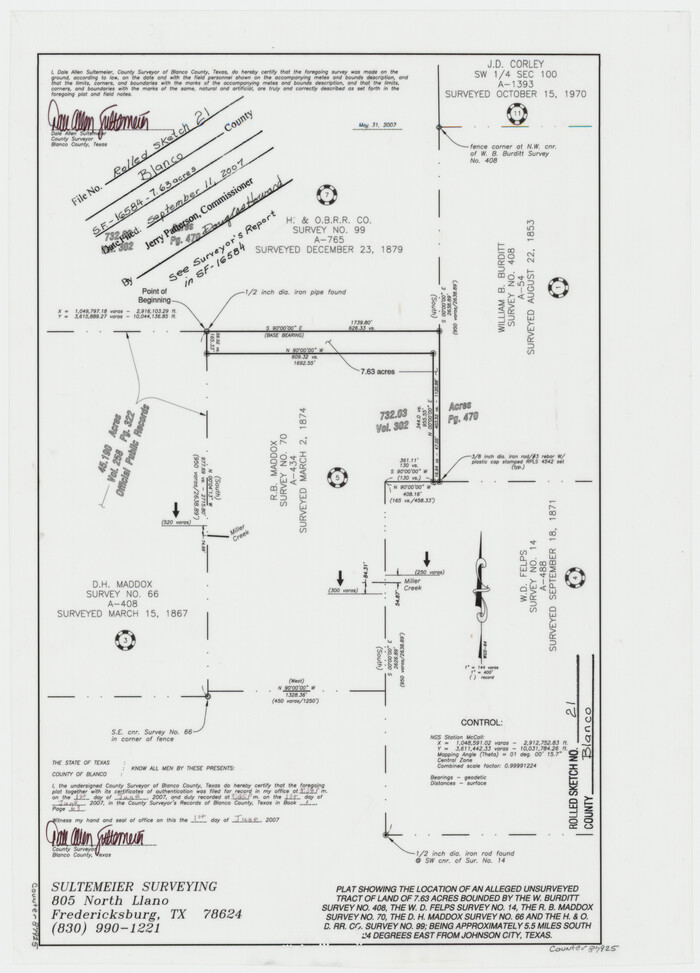 87925, Blanco County Rolled Sketch 21, General Map Collection