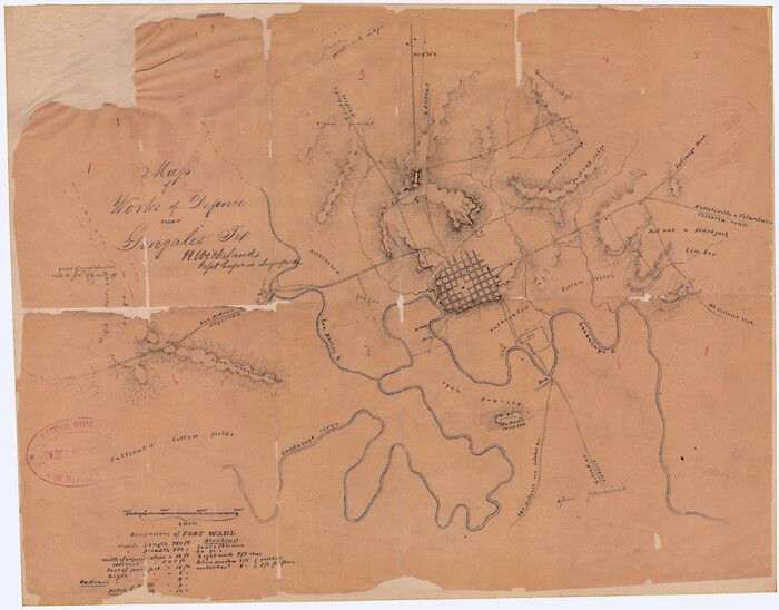 88598, Map of Works of Defense near Gonzales, Tex., National Archives Digital Map Collection