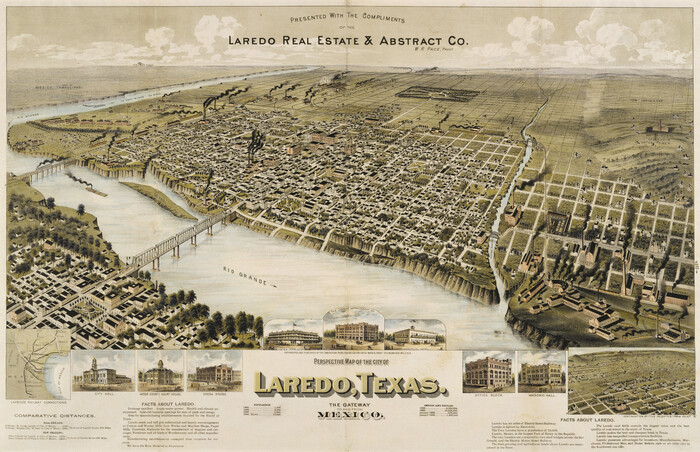 89098, Perspective Map of the City of Laredo, Texas, the Gateway to and from Mexico, Non-GLO Digital Images